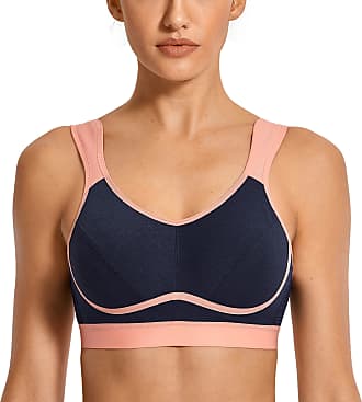 SYROKAN Women's High Impact Padded Supportive Wirefree Full Coverage Sports Bra 
