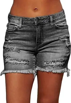 Short en Jean Taille Haute Femme Pantalon Fleur Shorts en Denim