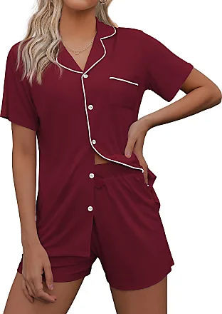 2pcs Sleepwears Women's Cotton Button-down Pajamas Set Shirt Loungewear  Notch Collar Short-sleeve Sleepshirt With Pocket Suit 