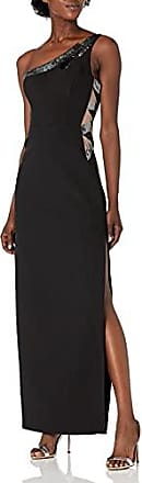 Bcbgmaxazria BCBGMax Azria Womens One-Shoulder Sequin Band Gown, Black, 6