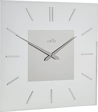 NeXtime Wanduhr MICHAEL SQUARE DOME 35x35 cm lautlos Glas Quarz Wohnzimmer Uhr 