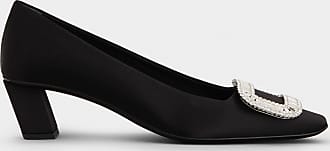 Roger Vivier - Trés Vivier Strass Buckle Mini Babies Pumps in Fabric, Black,Yellow, Scarpe, Size: 37