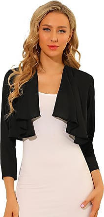 KRISP® Womens 3/4 Sleeve Evening Shrug Crop Bolero Top Open Jacket Blazer Party Work