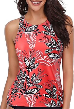  Red High Neck Tankini Top Bathing Suit Tops For