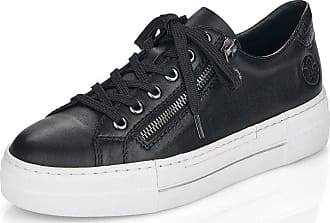 rieker black leather wedge superlight trainers