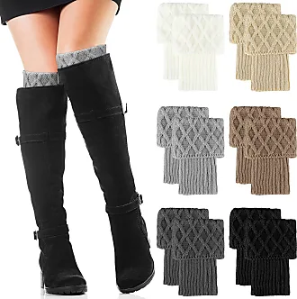 Hicarer 6 Pairs Winter Knit Thigh High Long Leg Warmers Women