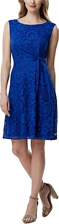 Tahari by ASL Womens Sleeveless Lace Side Tie A-Line Dress, Cobalt, 2