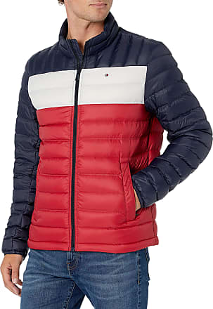 red white and blue tommy hilfiger coat