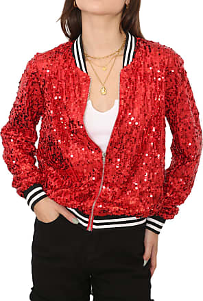 Anna-Kaci Plus Size Sequin Bomber Jacket - Black - XXL