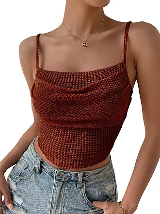 3 Pieces Women's Rib Knit Cami Tops Lace Trim Camisole Sleeveless  Adjustable Strap Crop Top Solid Cami for Women (Black, Brown, Green, Small)  at  Women's Clothing store