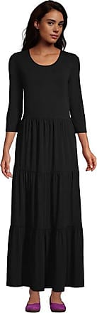 Lands End Womens 3/4 Sleeve Scoop Neck Tiered Maxi Dress - Lands End - Black - XS