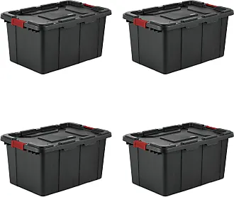 Sterilite 20 Gal Gasket Tote, Heavy Duty Stackable Storage Bin with  Latching Lid, Plastic Container to Organize Basement, Gray Base and Lid,  12-Pack