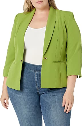 Kasper Womens Plus Size Solid Stretch Crepe Jacket with Pockets 