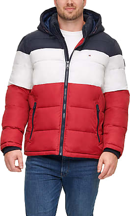 red and blue tommy hilfiger jacket