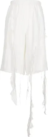 Natasha Zinko frayed-hem knee-length shorts - White