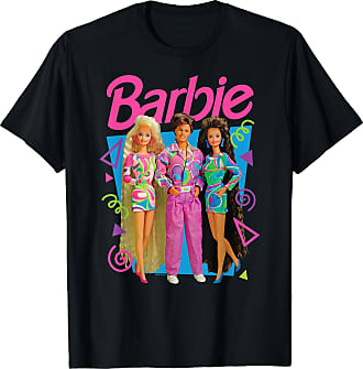 Barbie Womens Short Sleeve T-Shirt, Ladies Graphic Tee with Pink Classic  Logo in Black OR White Options