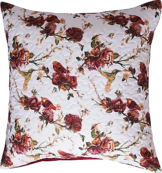 Tache Vintage Rose Garden Floral Hummingbirds Burgundy White Reversibl