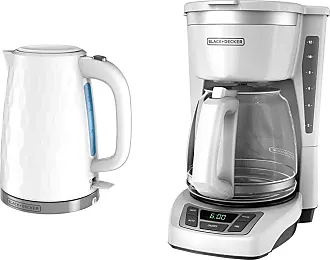 BLACK+DECKER Honeycomb Collection Rapid Boil 1.7L Electric Cordless Kettle  with Premium Textured Finish, White, KE1560W & Grinder One Touch
