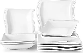 MALACASA Blance 2-Piece Ivory White Porcelain Serving Tray of 10