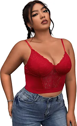 SOLY HUX Women's Plus Size Corset Floral Lace Bustier Cami Top Adjustable  Spaghetti Strap V Neck Camisole Top A Lace Black 0XL at  Women's  Clothing store