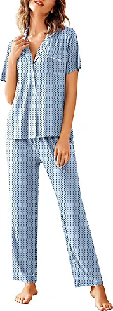 Avidlove Women Pajamas Set Notch Collar Soft Sleepwear Pjs Short Sleeve  Button Down Nightwear with Long Pants : : Clothing, Shoes 