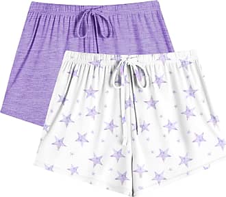 Ekouaer 2 Pack Women's Sleep Shorts Stretchy Pajama Bottoms Shorts with Lace Hem 