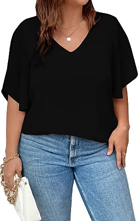 SOLY HUX Women's Plus Size V Neck Short Sleeve Tee Split Hem Waffle Knit  Oversized Casual Loose Summer Basic T Shirt Tops : : Clothing,  Shoes