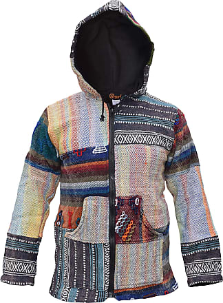 Gheri Colorful Hooded Fleece Lined Crocheted Patchwork Wool Poncho 