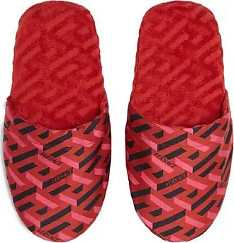 Versace logo-pattern terry-cloth Slippers - Farfetch