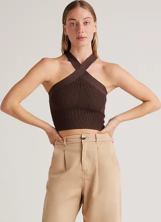 Cropped Square Neck Ribbed Knit Tank