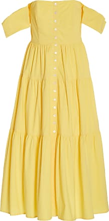 Staud Womens Elio Cotton Poplin Off-The-Shoulder Midi Dress - Yellow - Moda Operandi