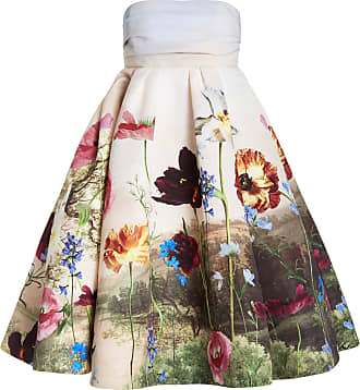 Oscar De La Renta Womens Floral Faille Strapless Midi Dress - Print - Moda Operandi