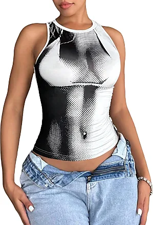 SOLY HUX Women's Gothic Graphic Crop Top Sleeveless Sexy Crop Tank Tops Y2K  Camisole Clubwear Outfit, Grey Skull Print, X-Small : : Clothing,  Shoes & Accessories