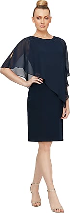 S.L. Fashions womens One Piece Caplet Special Occasion Dress, New Navy Petite, 6 Petite US