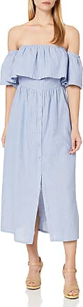 J.O.A. JOA Womens Off The Shoulder Button Front Maxi Dress, Blue/White, X-Small