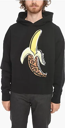 banana-print cotton hoodie