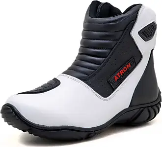 Bota Feminina Motociclista Estilo Roqueira em Couro Preta - ATRON