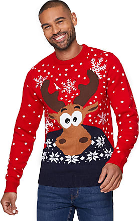 mymixtrendz Men Christmas Novelty Knitted Reindeer to The Pub Xmas Jumper Sweater Top S-2XL