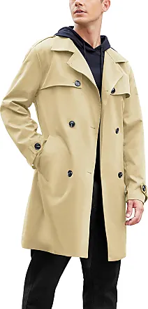 Men's Casual Trench Coat Slim Fit Notched Collar Long Jacket Overcoat Pea  Coat