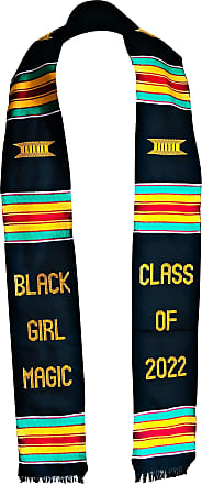 72 inches by 4.5 inches BGM Graduation Stole Black Girl Magic Class of 2022 Kente stole with brooch pin 