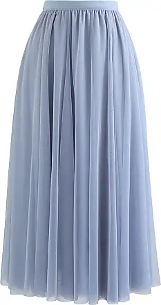CHICWISH Womens Blue 3D Heart Double-Layered Mesh Tulle Maxi Skirt