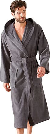 Morgenstern Men Dressing Gown Hooded Towelling Cotton Long 
