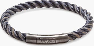 Rockstud Leather Bracelet With Ruthenium Studs for Man in Marine