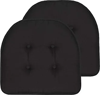 Sweet Home Collection Chair Cushion Memory Foam Pads Tufted Slip Non Skid  Rubber Back U-Shaped 17 x 16 Seat Cover, 4 Count (Pack of 1), Wine