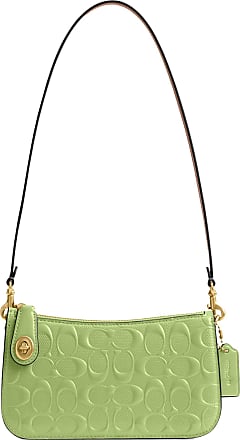 Coach Tabby Signature Embossed Logo Patent Leather Shoulder Bag 20 - Green