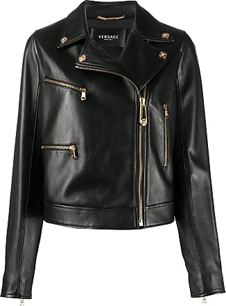 versace black leather jacket