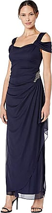 Alex Evenings Long Cold Shoulder Dress with Cowl Neckline