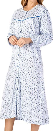 Ladies Floral Brushed Cotton Night Shirt Dress Full Sleeves Nightie Gown Maxi