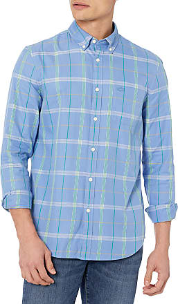 CH9620 Lacoste Long Sleeve with Pocket Poplin Mini Check Regular Fit Woven Shirt 