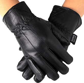 Black Tahari Insulated Genuine Leather Gloves w/ Screen-Touch Technology M 